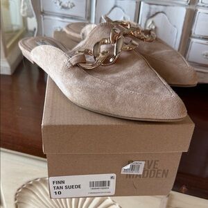 Steve Madden Finn Tan Suede Women's Mules Size 10